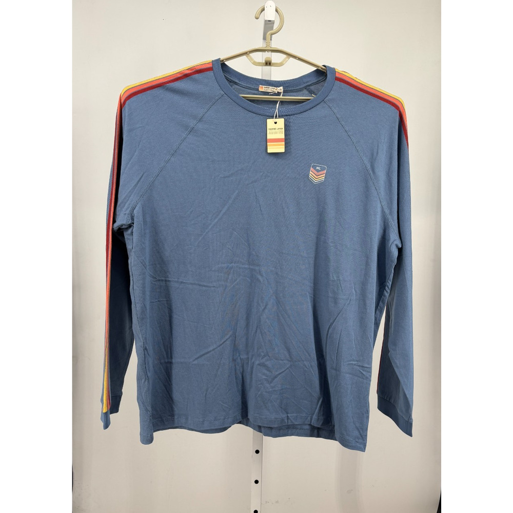 Marine Layer Archive Sleeve Stripe Tee Mens 2XL Harbor Blue Raglan Classic NWT